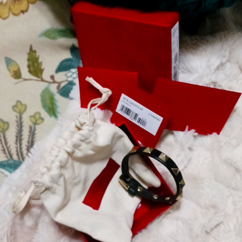 Valentino Leather Stud Bracelet
